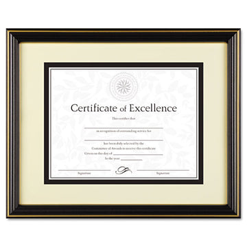 DAX® Gold-trimmed Document Frame, Wood, 11 X 14 Matted To 8.5 X 11, Black freeshipping - TVN Wholesale